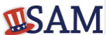 A blue and red logo that says sam on a white background
