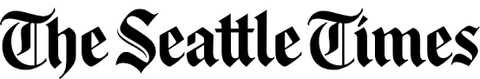 A black and white logo for the seattle times