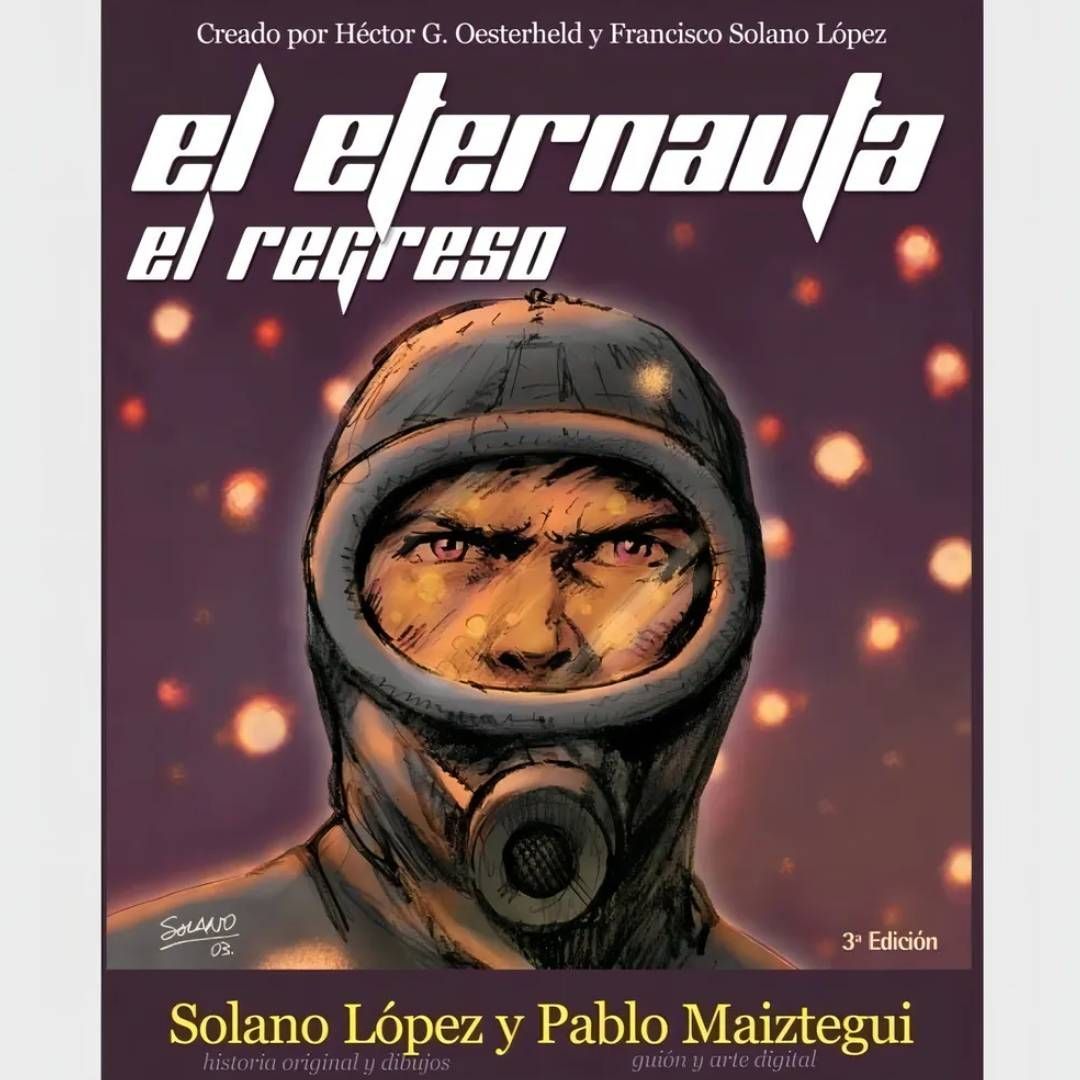Una portada de cómic con un hombre que lleva una máscara de gas.
