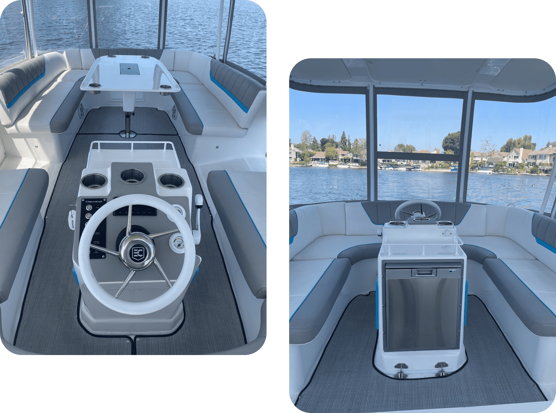 helm and seating layout of the 162TR electracraft