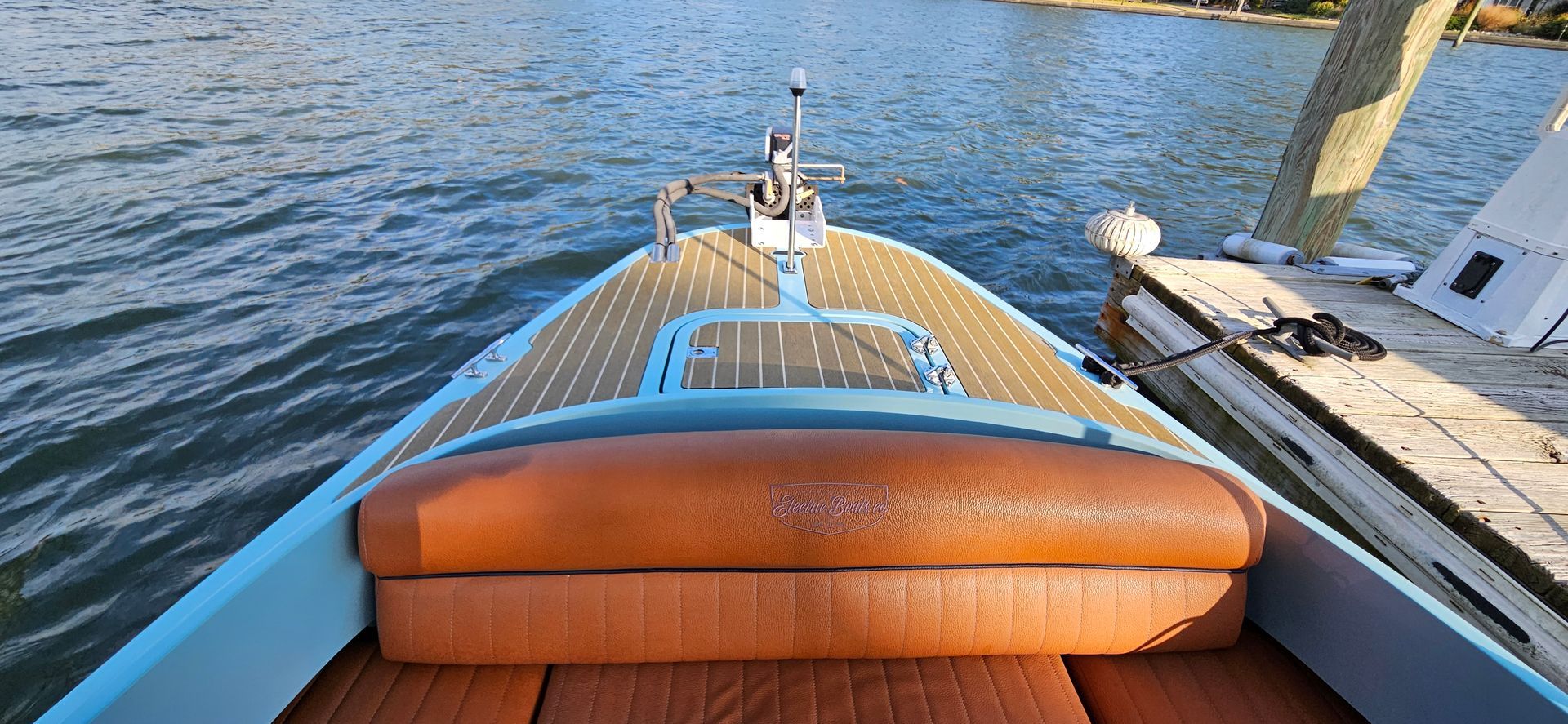 Blue Fantail boat with blue canopy top - seat