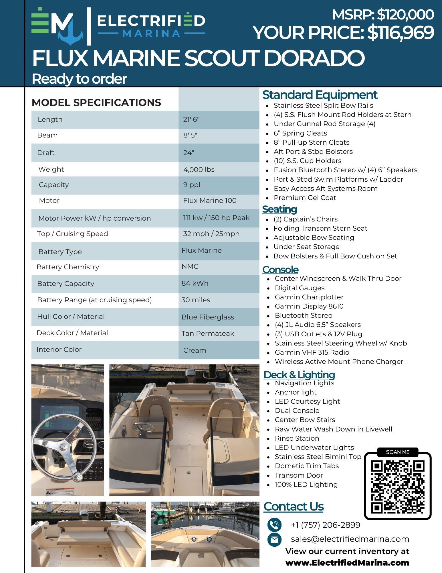 Flux Marine Scout 215 Dorado Electrified Marine Spec Sheet