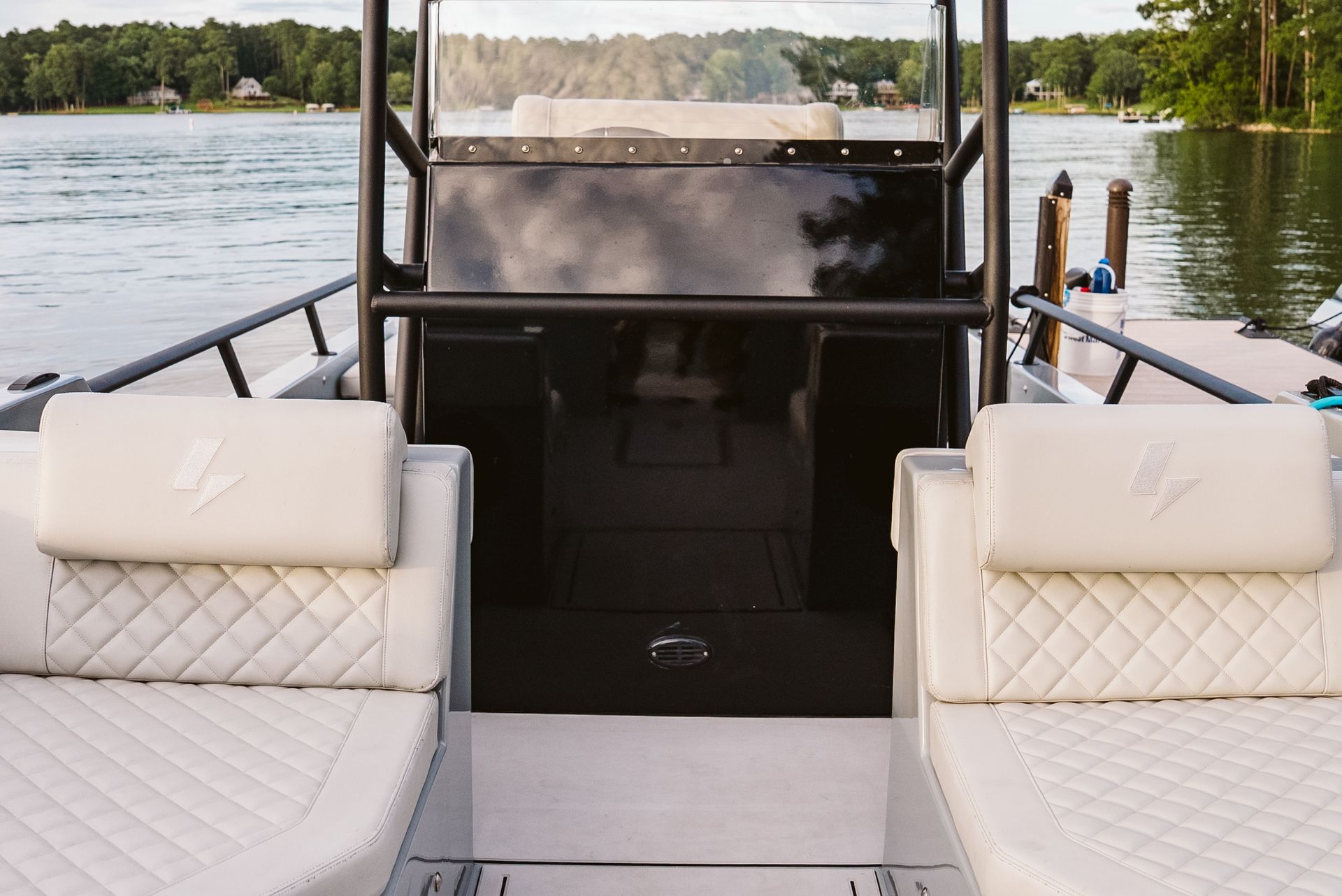 Halevai model2050 center console T Top two sun beds at bow of boat 