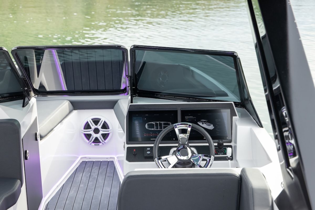 helm stations on the AEW24 from Voltaic Marine electric boat