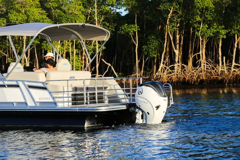V30 Electric pontoon 180HP vision arial shot
