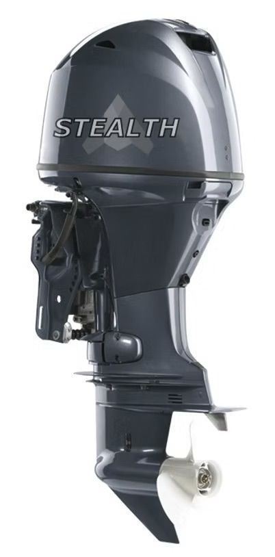 Stealth black motor with a propeller attached to it.