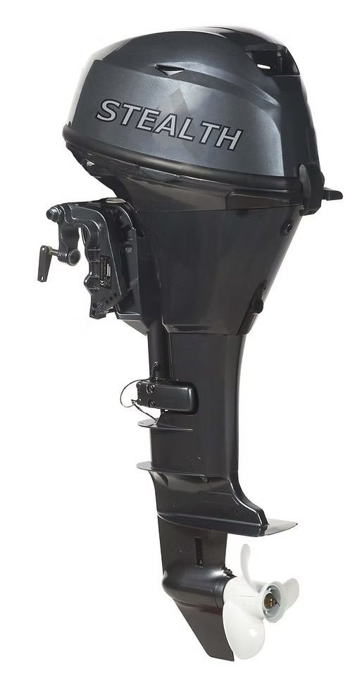 Stealth black motor with a propeller attached to it.