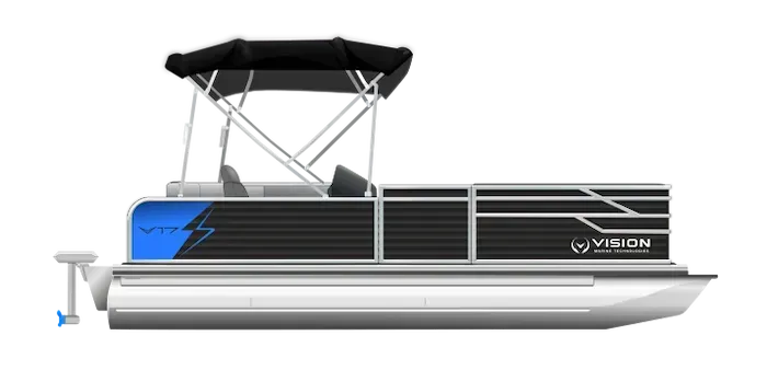 Render of V17 electric pontoon from vision marine
