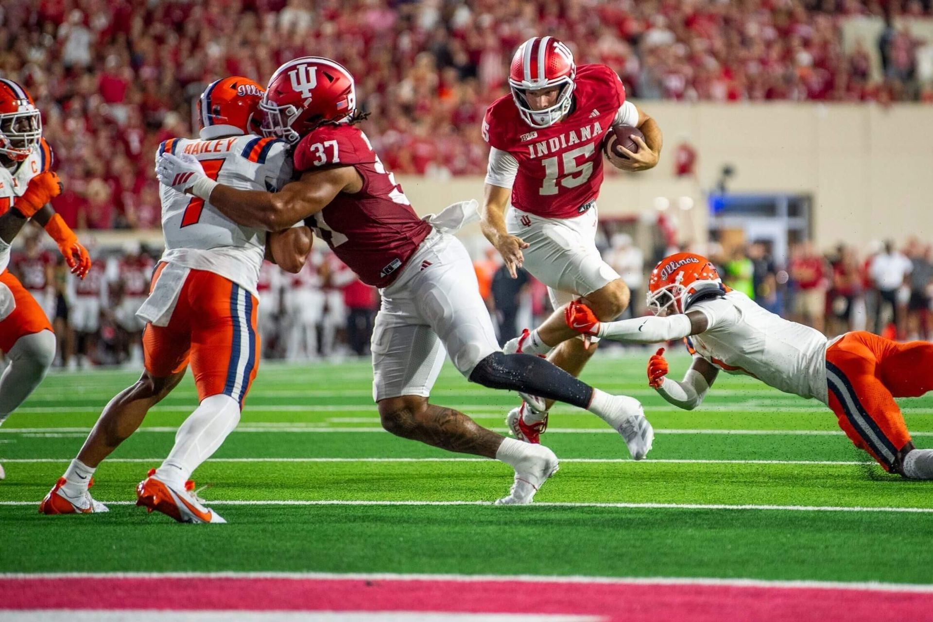 Indiana upsets number 9 ranked Illinois by a 53-point margin.