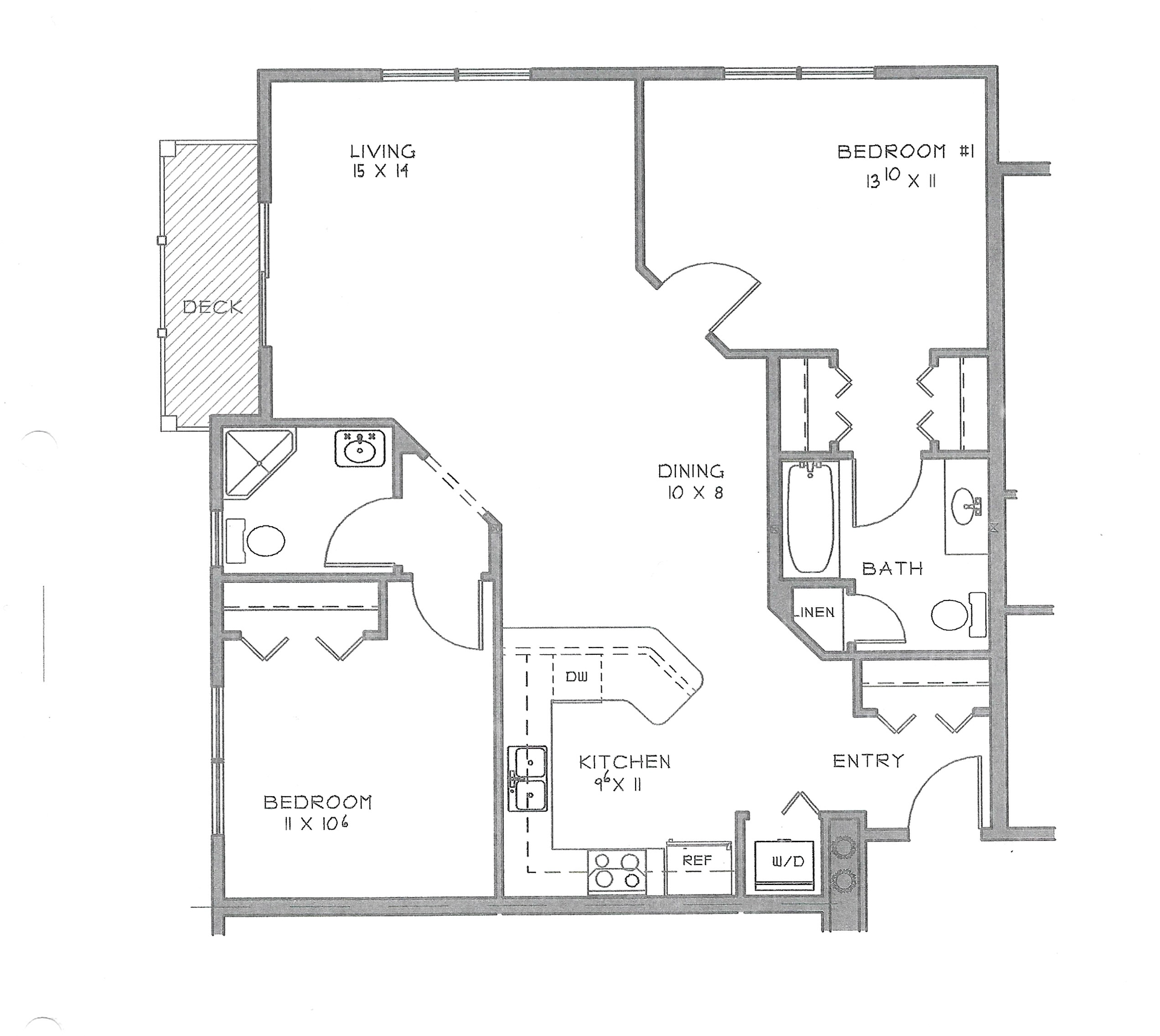 A black and white floor plan of a house with a balcony.