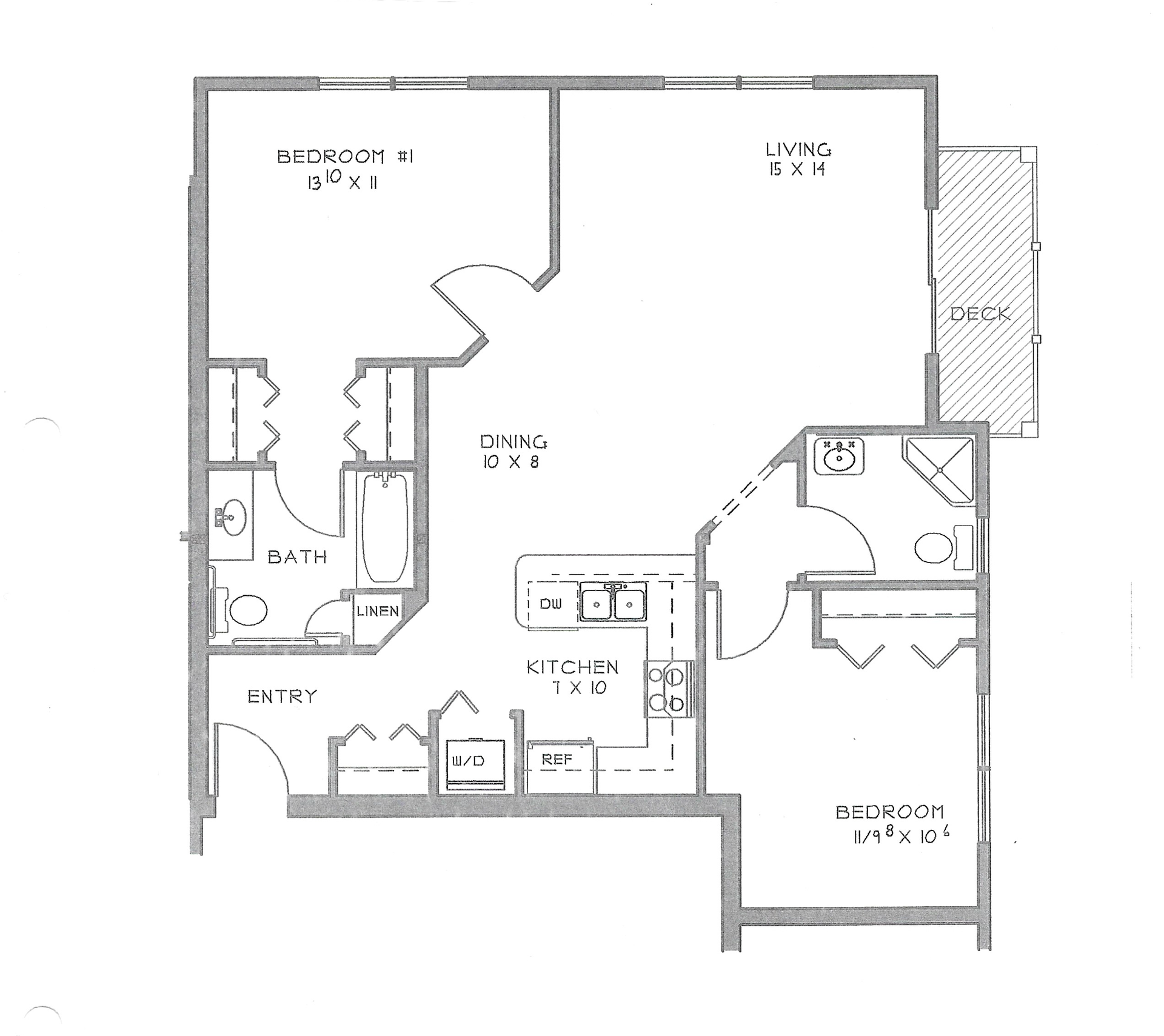 A black and white floor plan of a house with a balcony.