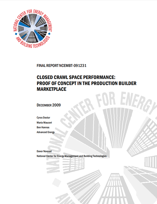 The cover of a report titled closed crumpled space performance proof of concept in the production builder marketplace.
