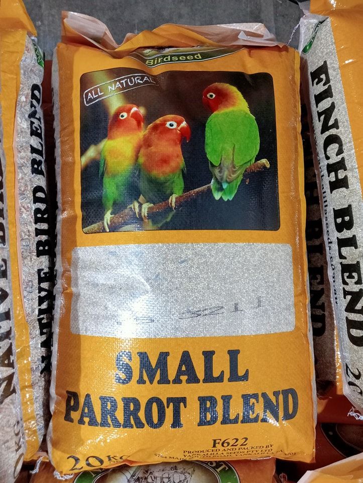 A bag of small parrot blend with two birds on it — Territory Stock Feed & Saddlery in Alice Springs, NT 