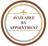 A logo that says `` available by appointment '' in a circle.