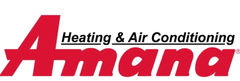Amana Heating & Air Conditioning logo in red and black.