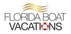 Florida Boat Vacations logo with gold waves and a life preserver.
