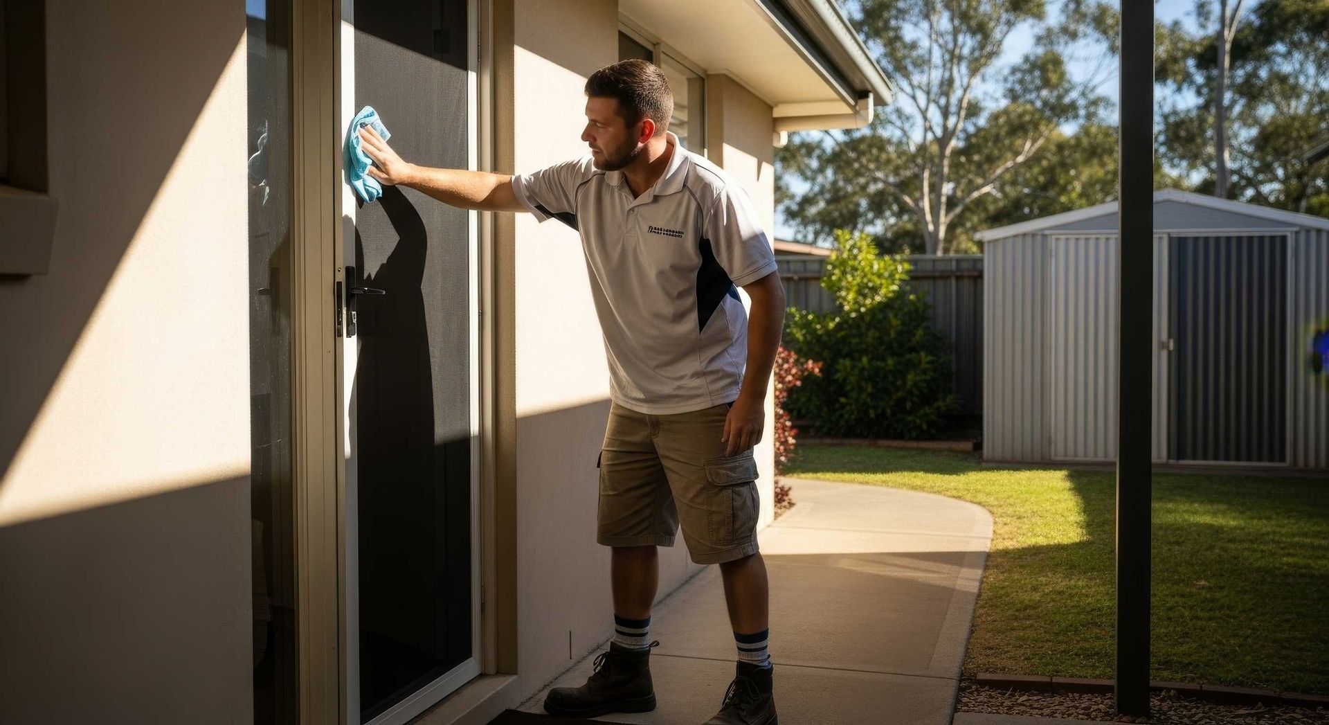 New Flyscreen Door Being Installed At A Residential Entryway In Ipswich