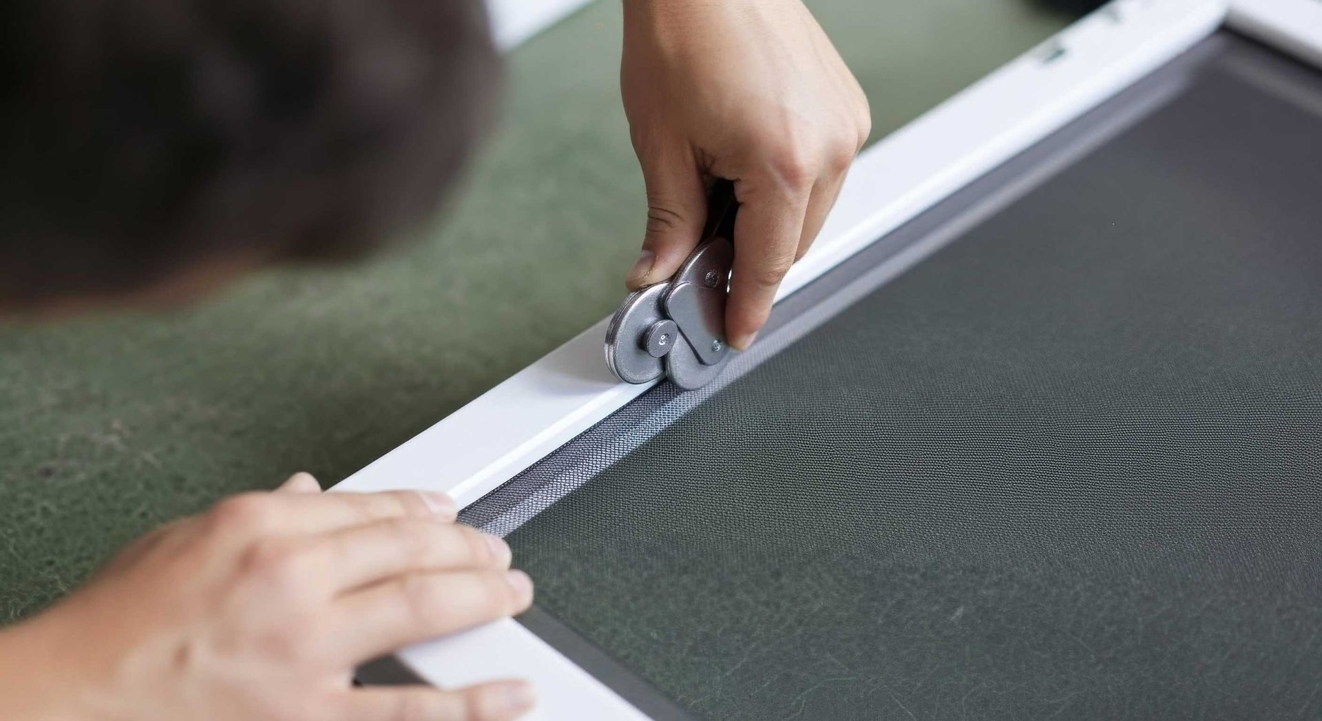 Damaged Flyscreen Frame Being Repaired By Local Handyman In Ipswich