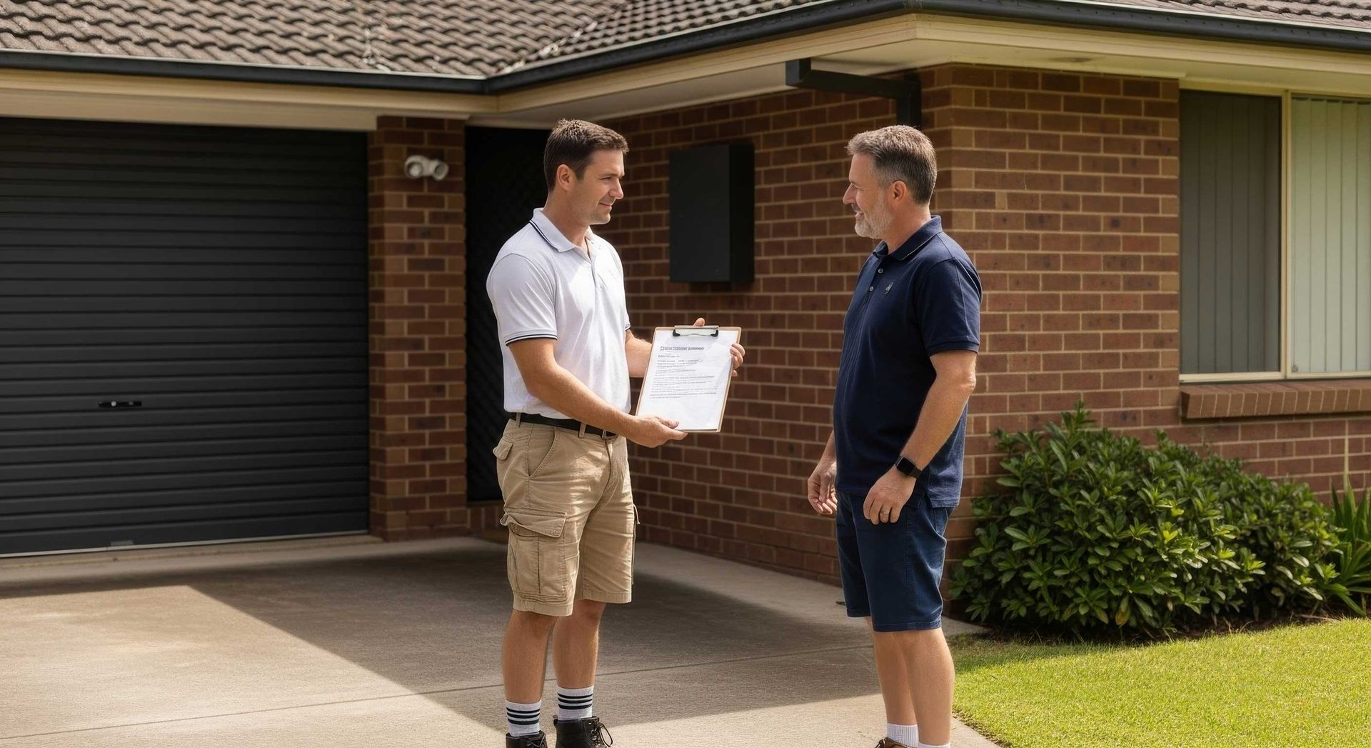 Handyman Discussing Free Quote With Local Customer in Augustine Heights