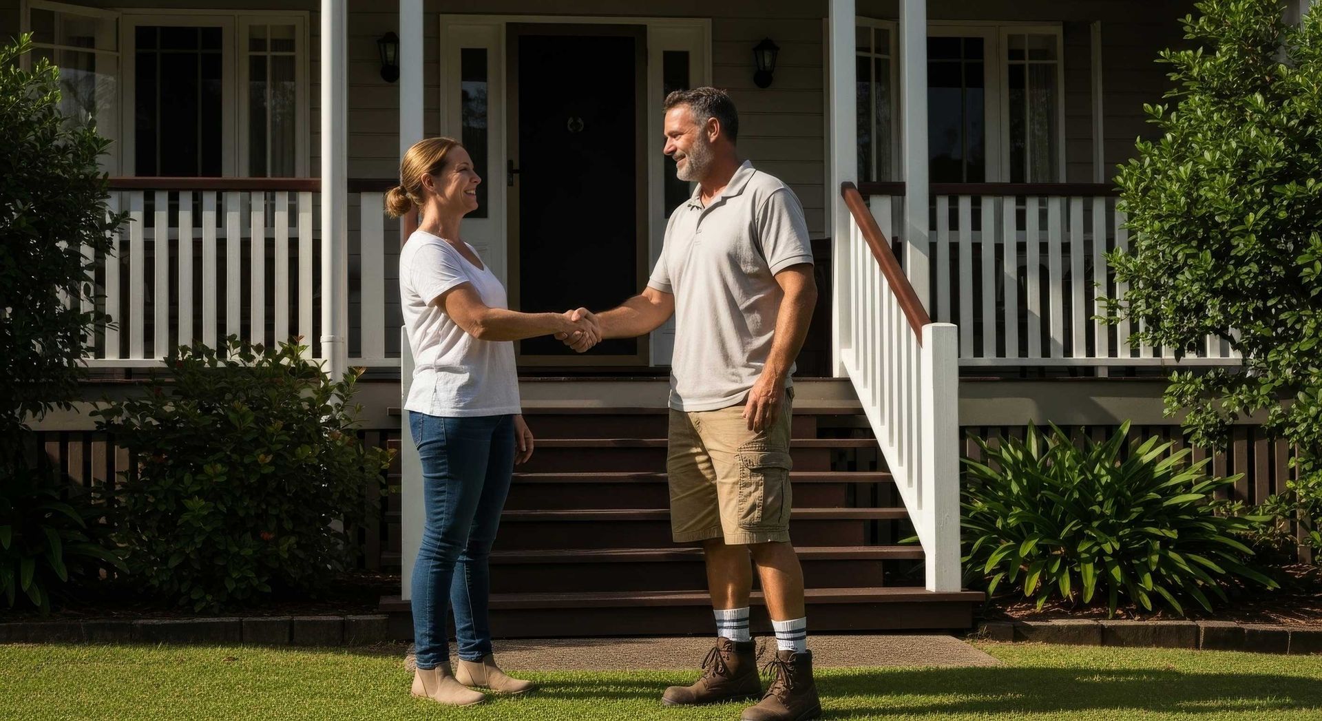 Friendly Handyman Discussing Quote with Happy Customer in Brookwater