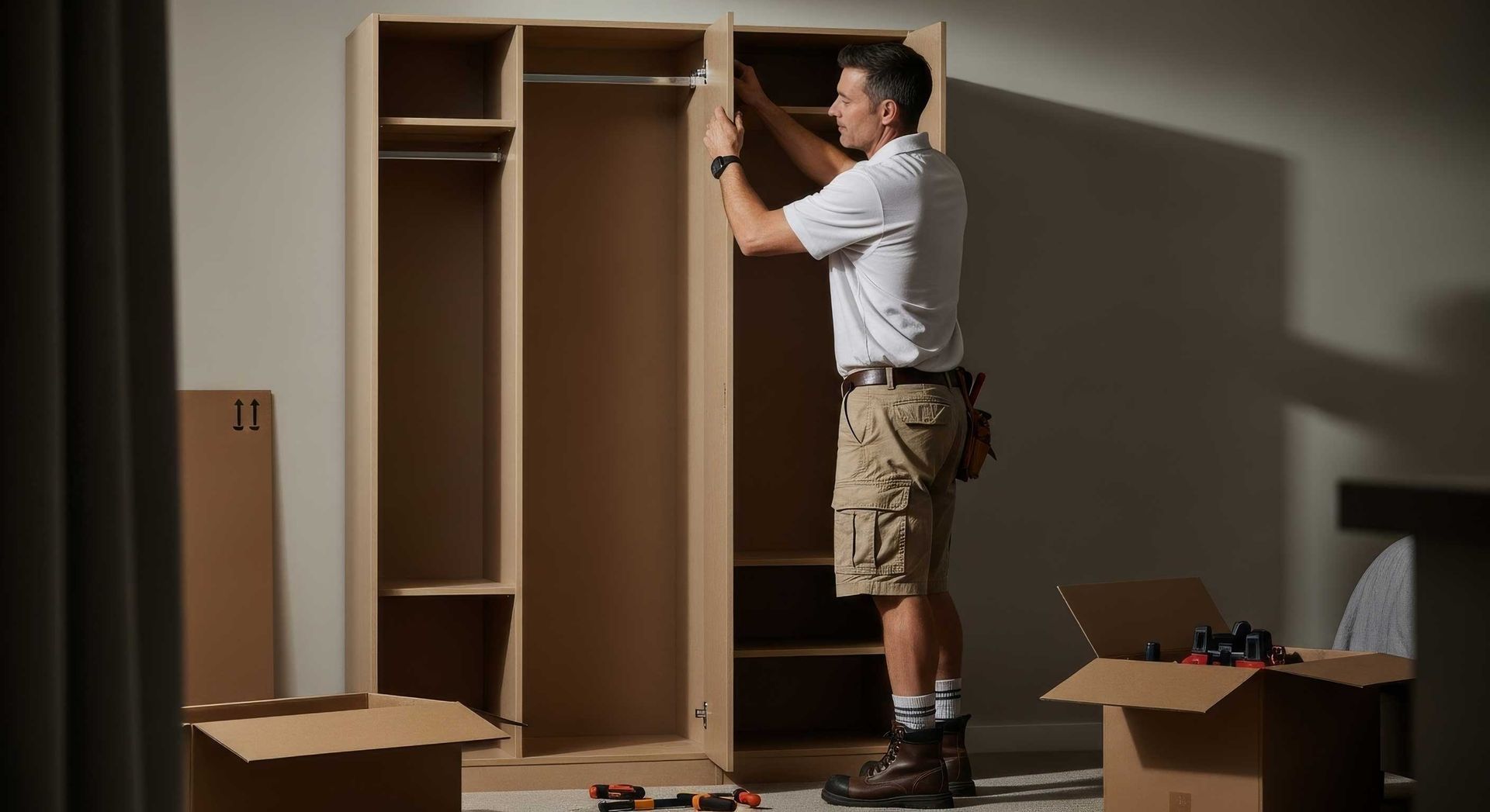 Handyman Installing Wall Shelves in Home Goodna