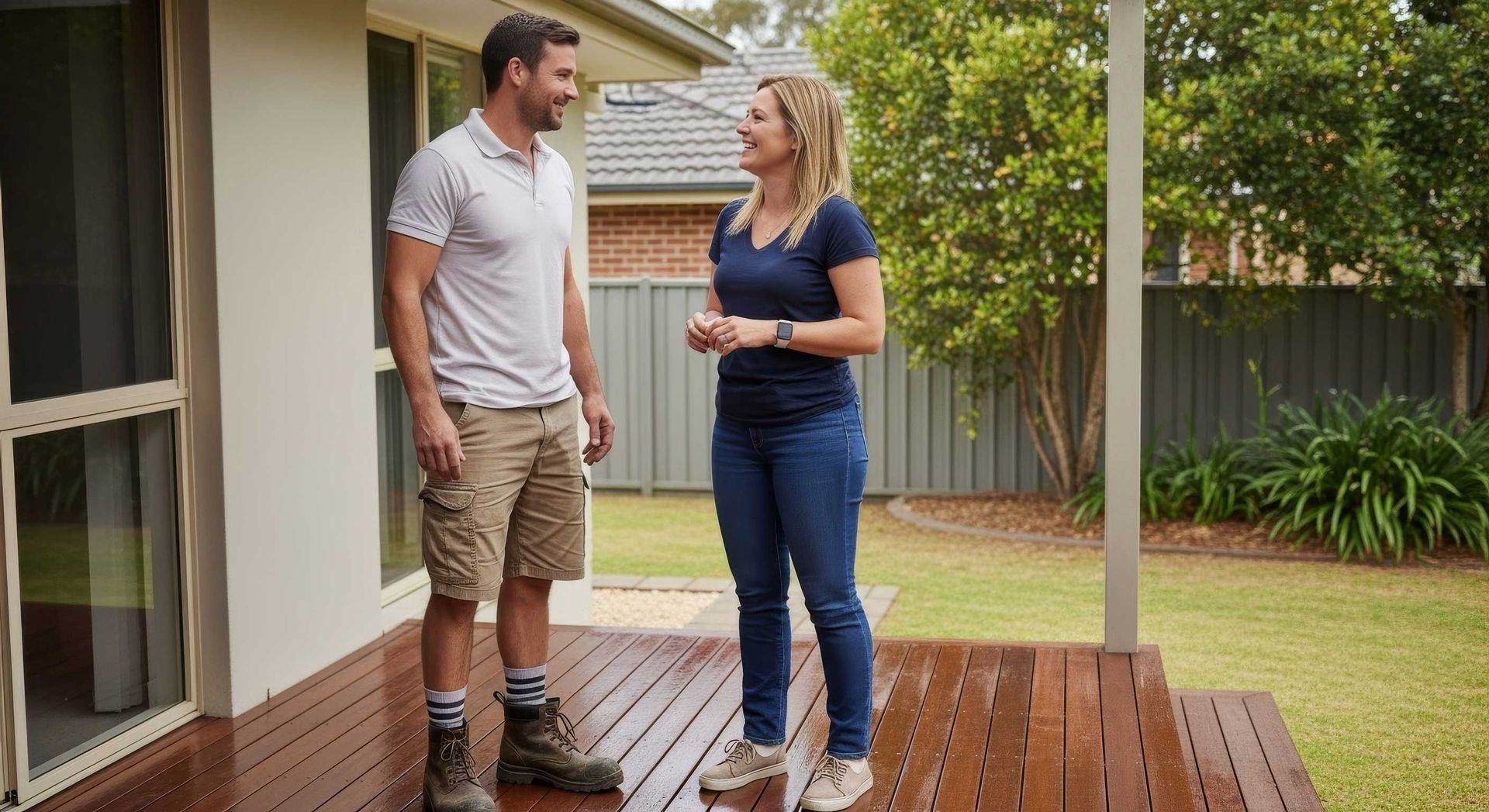 Homeowner Discussing a Quote with Handyman in Basin Pocket
