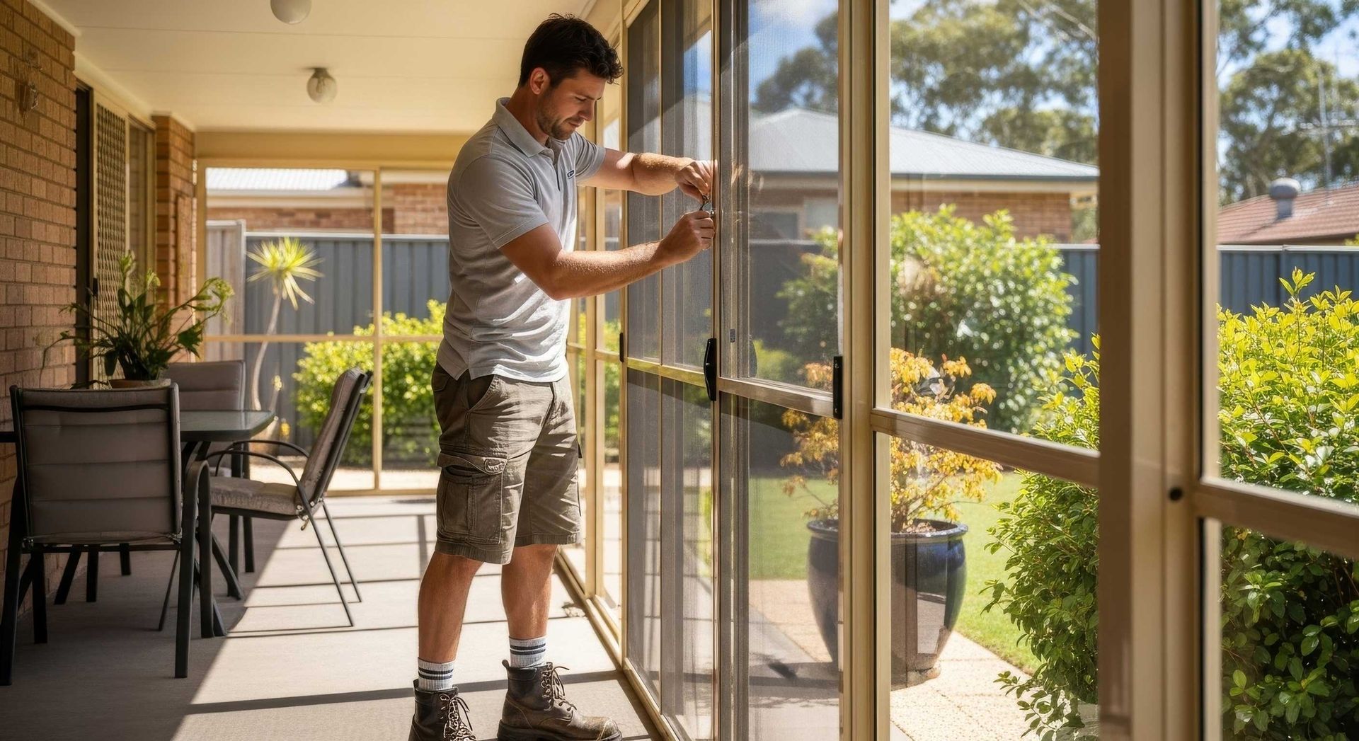 Outdoor Patio Area With Freshly Replaced Flyscreens In Ipswich