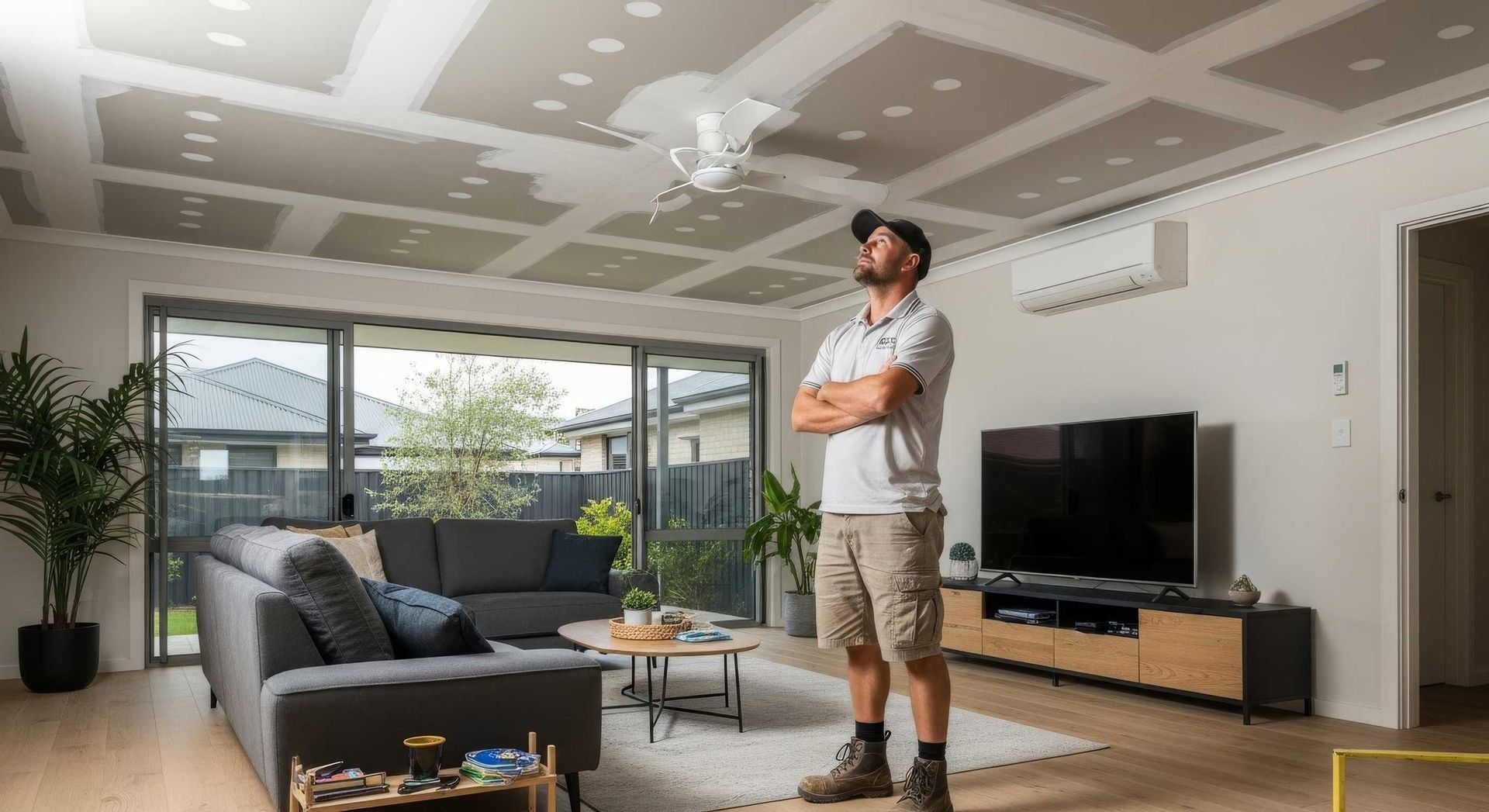 Repairing Water Damaged Plasterboard Ceiling In Living Room Ipswich