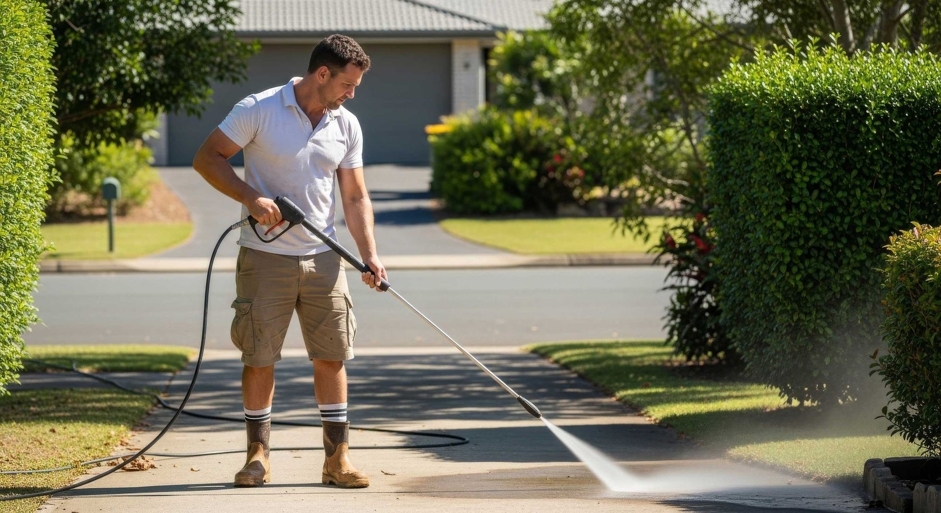 Pressure Cleaning A Concrete Driveway For Better Street Appeal, Springfield Lakes