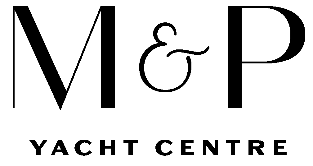 M&P Yacht Centre logo: Black letters