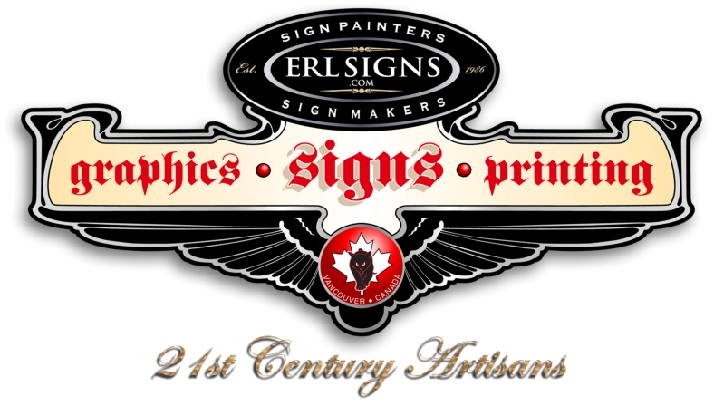 Logo for ERL Signs, a sign maker, with text