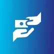 Financial transaction icon with hands and money