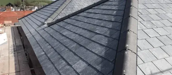 Slate roofing installation on a residential home in Maryland