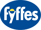 A blue and white logo for a company called fyffes