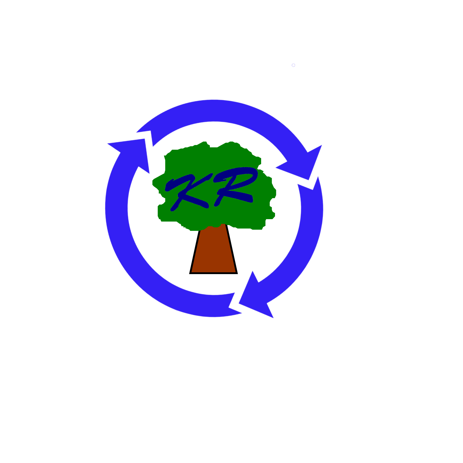 A tree in a blue circle with the letter r on it