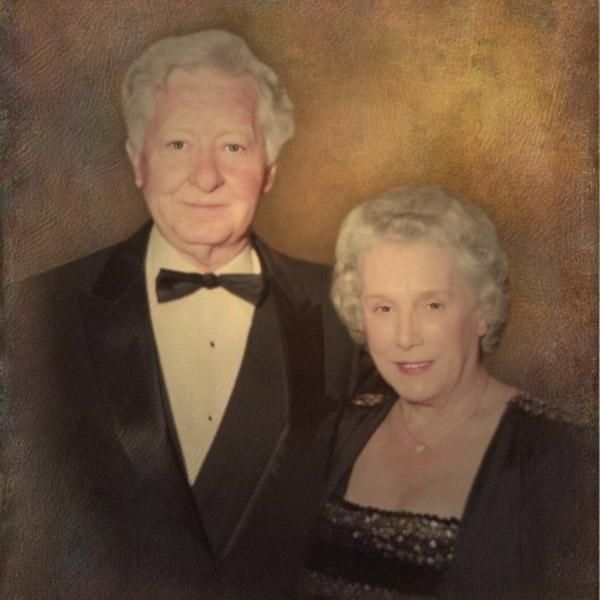 A portrait of a man and a woman named ted and eleanor wade