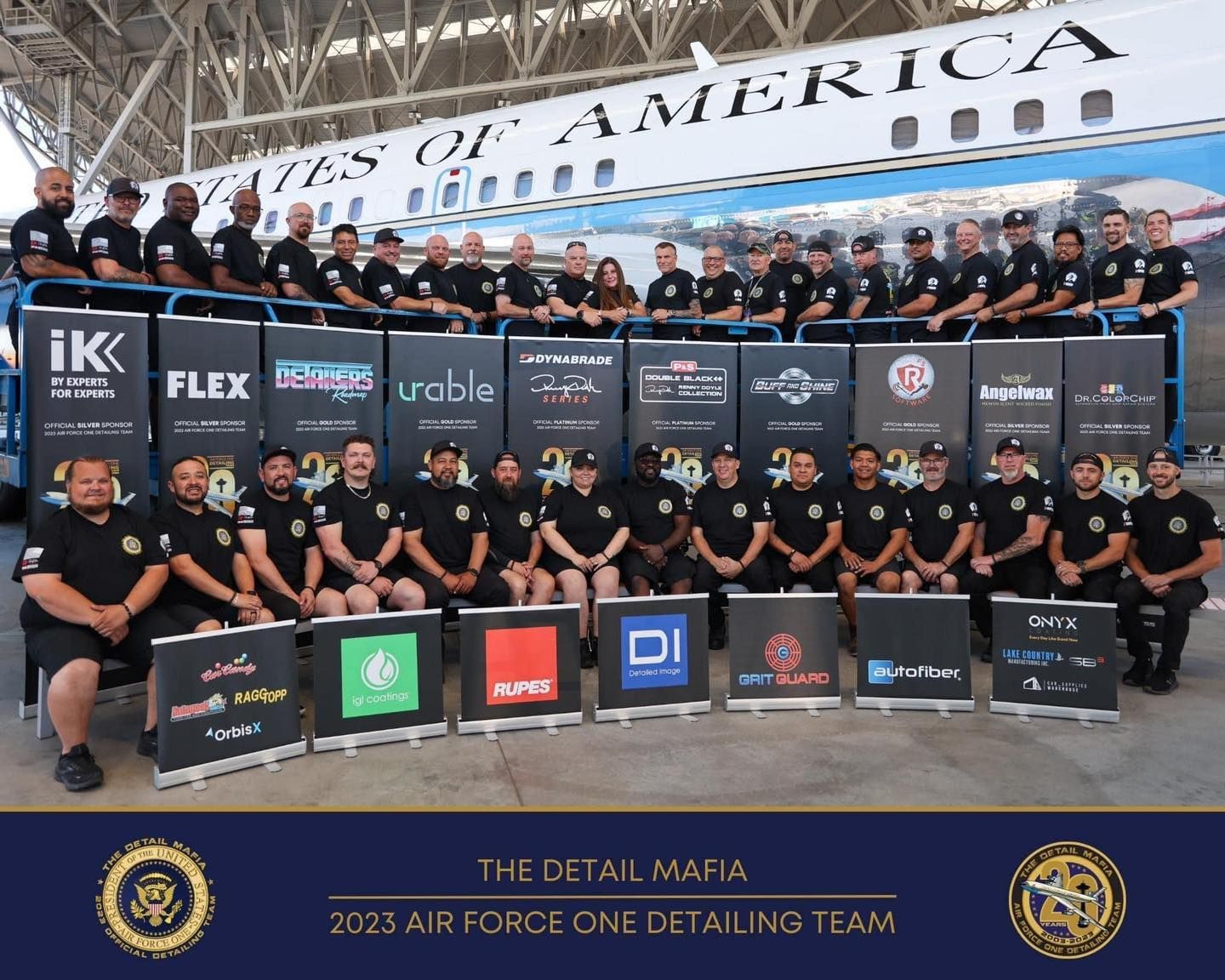 The 2013 air force one detailing team poses for a photo