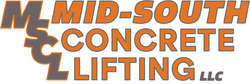 The Mid-South Concrete Lifting, LLC logo, featuring orange text and a gray icon on a white background.