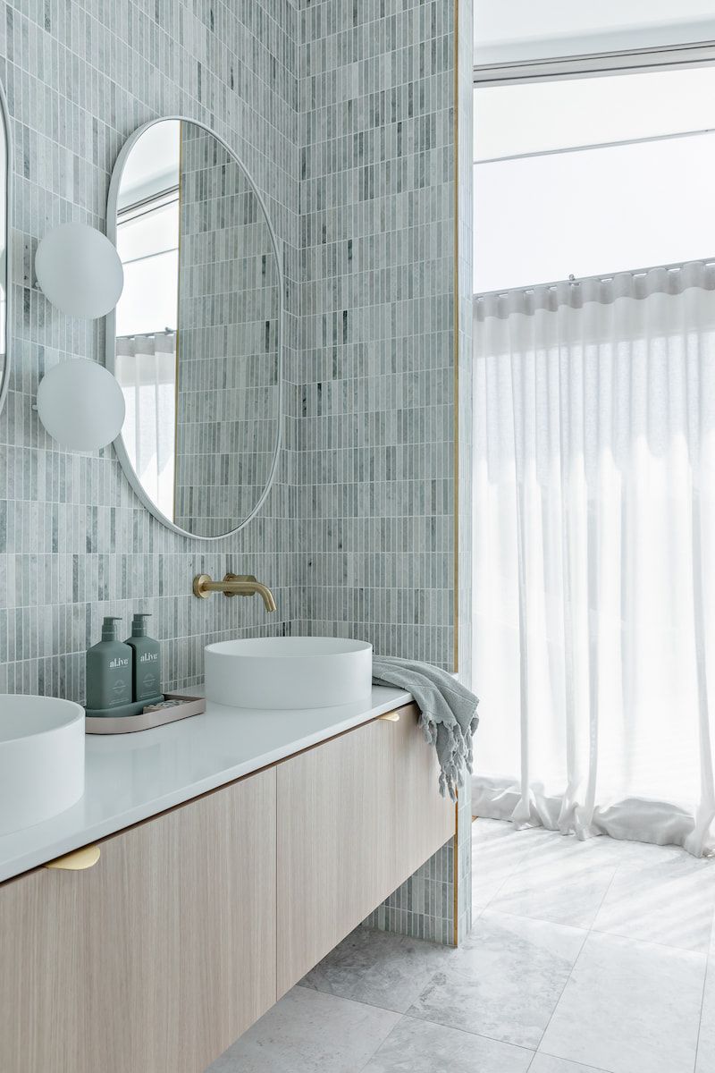 Modern Bathroom With Light Wood Vanity — Goode By Design in Unanderra, NSW