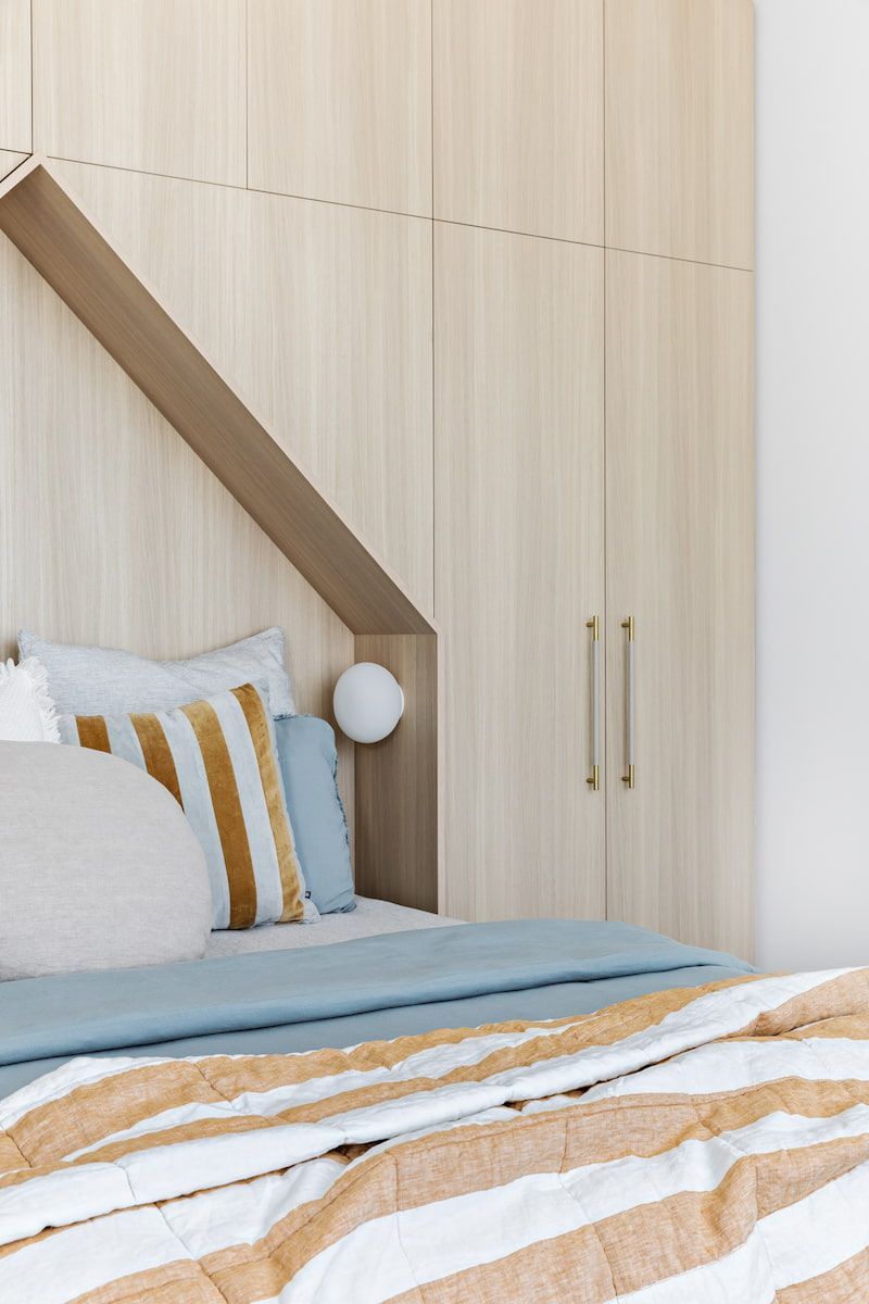 Bedroom With Light Wood Built-in Storage — Goode By Design in Unanderra, NSW