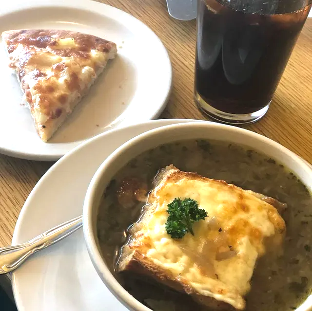 soup and pizza