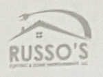 A logo for russo 's shows a house with a roof