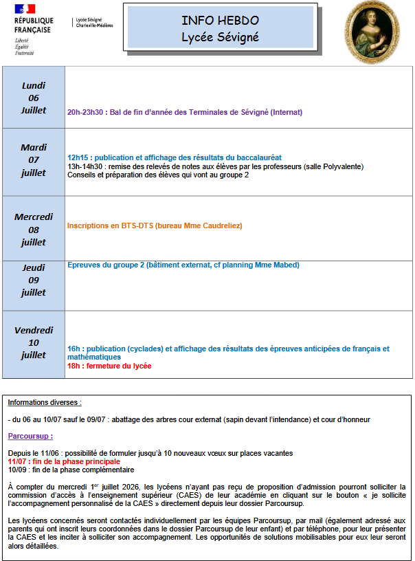Info hebdo Info hebdo