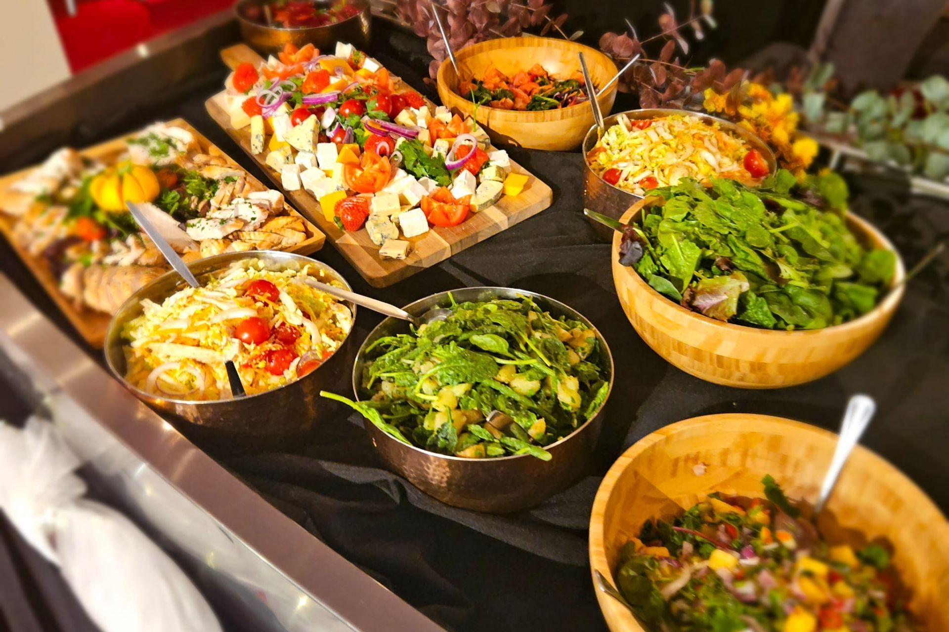 There are many different types of food on the table.