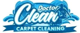 The logo for doctor clean carpet cleaning is blue and white