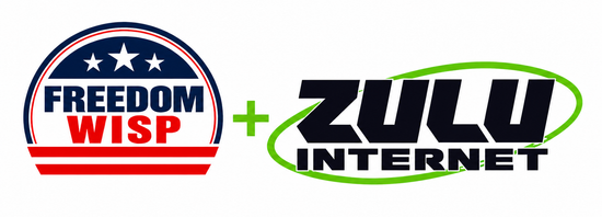 Zulu Internet logo with black text and a green outline and a green oval.