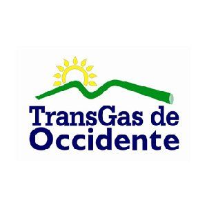 Un logotipo para transgas de occidente con una montaña y un sol.