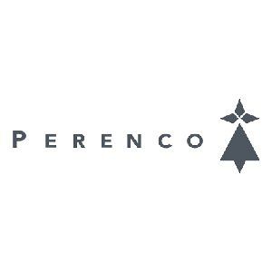 El logotipo de Perenco es un logotipo gris con un triángulo en el medio.