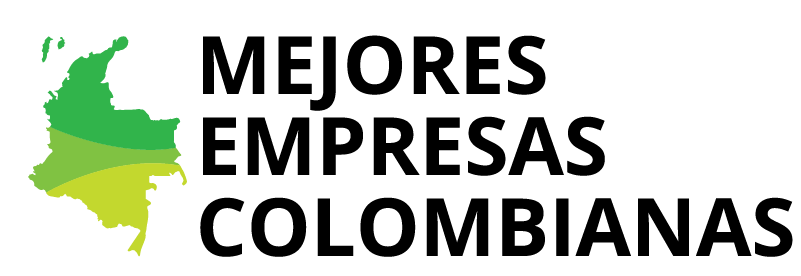 A logo for mejores empresas colombianas with a map of colombia