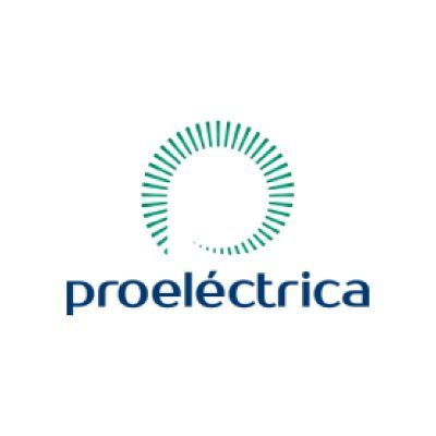 El logotipo de Proelectrica es un círculo verde con líneas alrededor.